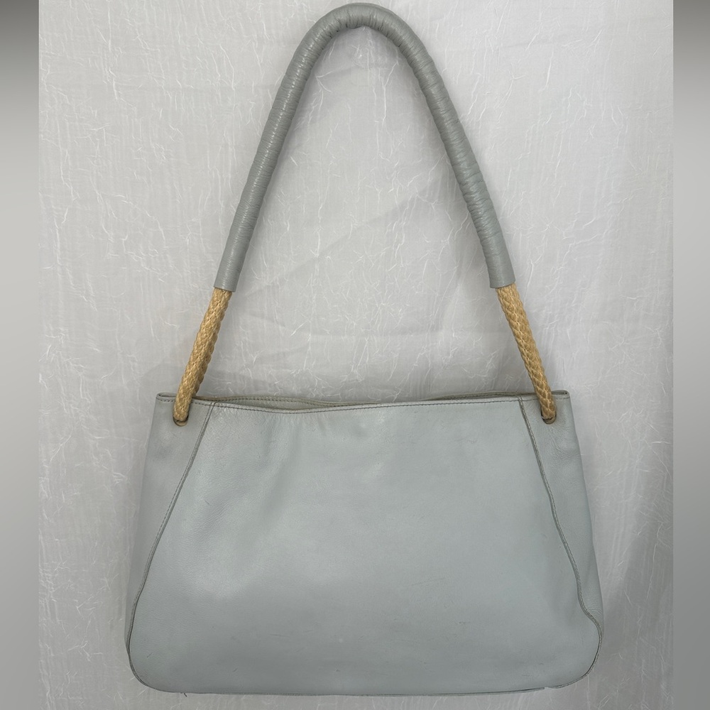 Furla Leather Shoulder Bag Gray Braided Detail